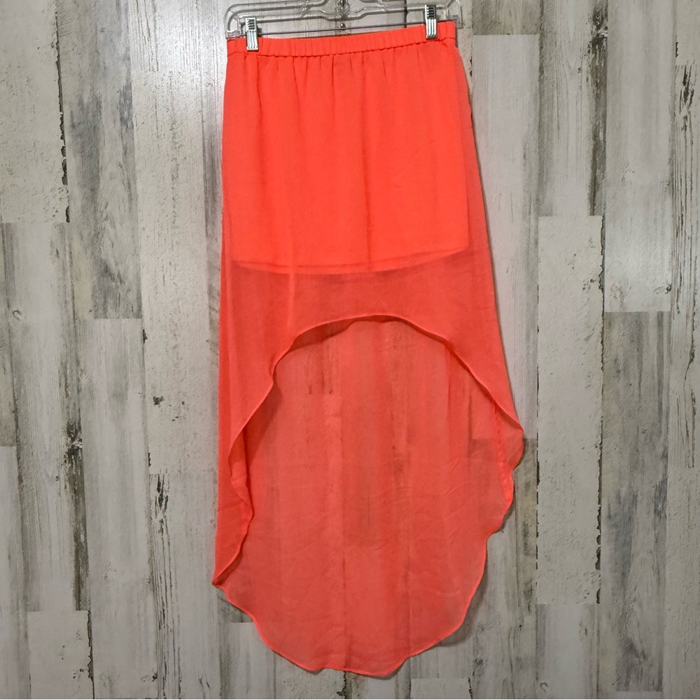 Express Orange High-Low Skirt Versatile Coverup Resort Lightweight Sheer